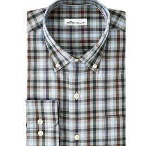 Peter Millar Shirt Mens L Crown Ease Phillip Sport Plaid Check Long Sleeve